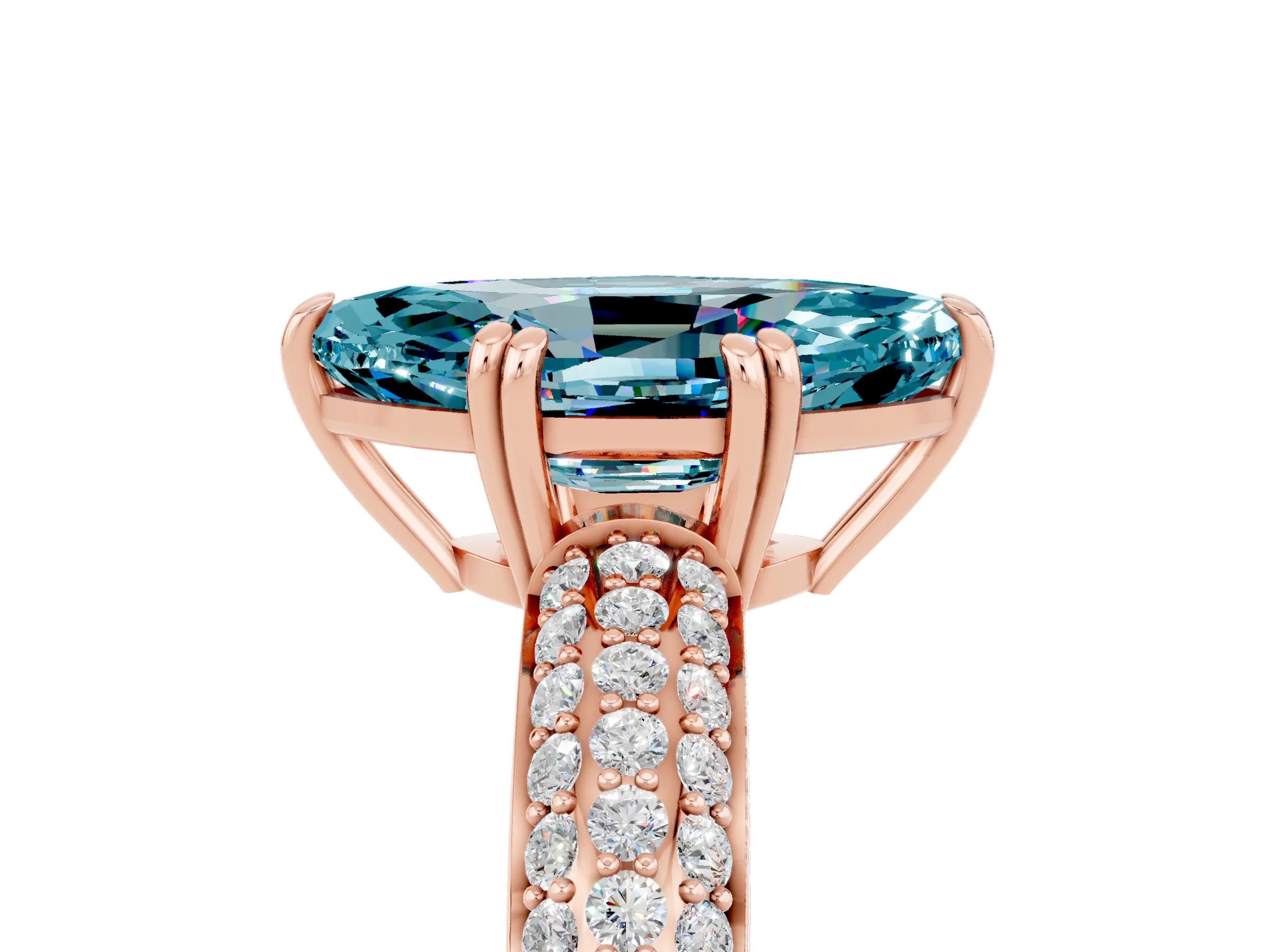 Rose gold Marquise Cut Cut Diamond Milgrain Marquise Band with Prong Setting_5