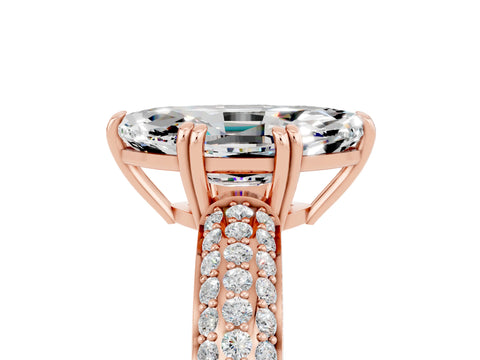 Rose gold Marquise Cut Cut Diamond Milgrain Marquise Band with Prong Setting_5