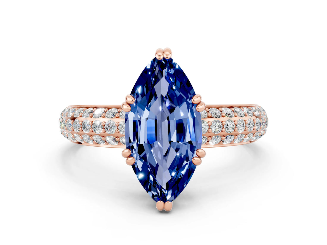 Rose gold Marquise Cut Cut Diamond Milgrain Marquise Band with Prong Setting