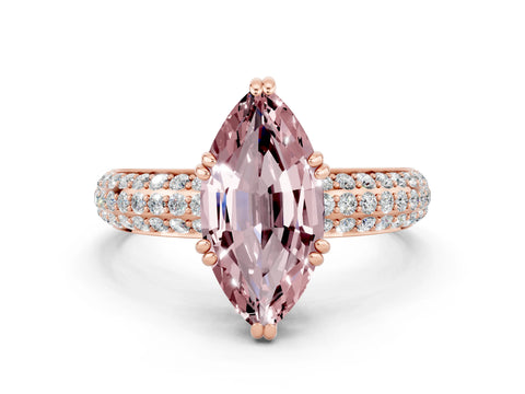Rose gold Marquise Cut Cut Diamond Milgrain Marquise Band with Prong Setting