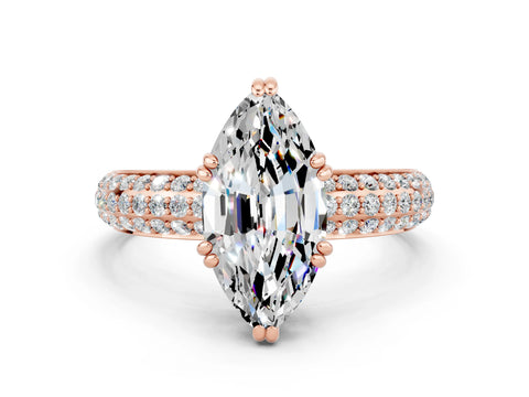 Rose gold Marquise Cut Cut Diamond Milgrain Marquise Band with Prong Setting