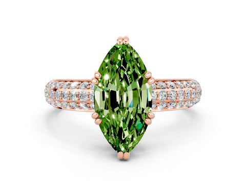 Rose gold Marquise Cut Cut Diamond Milgrain Marquise Band with Prong Setting