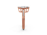 Rose gold Marquise Cut Cut Diamond Milgrain Pave Band Four-Prong Setting Ring_5