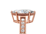Rose gold Marquise Cut Cut Diamond Milgrain Pave Band Four-Prong Setting Ring_8