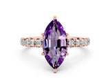 Rose gold Marquise Cut Cut Diamond Pavé Band with Four-Prong Setting