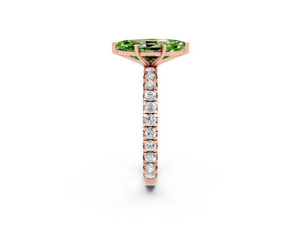 Rose gold Marquise Cut Cut Diamond Pavé Band with Four-Prong Setting