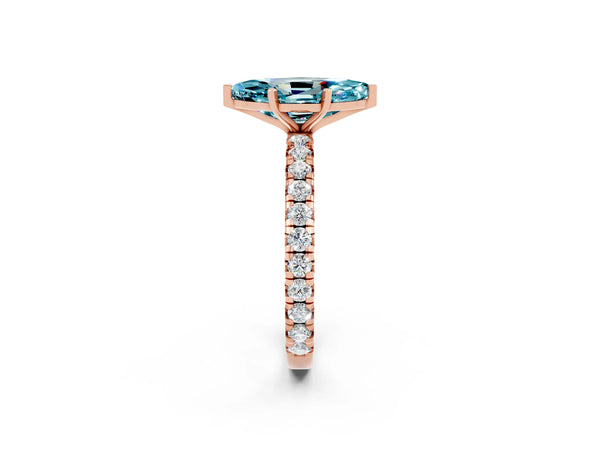 Rose gold Marquise Cut Cut Diamond Pavé Band with Four-Prong Setting
