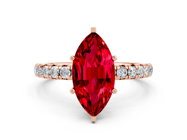 Rose gold Marquise Cut Cut Diamond Pavé Band with Four-Prong Setting