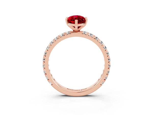 Rose gold Marquise Cut Cut Diamond Pavé Band with Four-Prong Setting