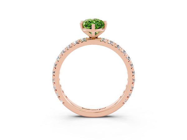 Rose gold Marquise Cut Cut Diamond Pavé Band with Four-Prong Setting