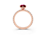 Rose gold Marquise Cut Cut Diamond Pavé Band with Four-Prong Setting_3