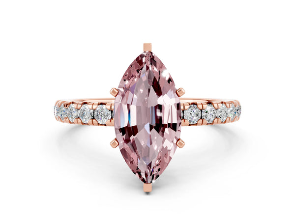 Rose gold Marquise Cut Cut Diamond Pavé Band with Four-Prong Setting