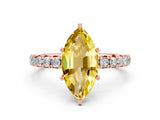 Rose gold Marquise Cut Cut Diamond Pavé Band with Four-Prong Setting