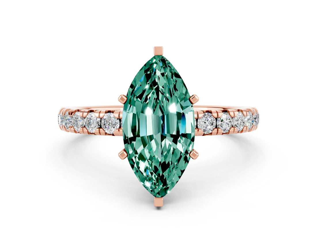 Rose gold Marquise Cut Cut Diamond Pavé Band with Four-Prong Setting