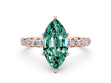 Rose gold Marquise Cut Cut Diamond Pavé Band with Four-Prong Setting