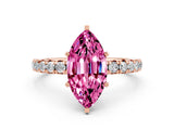 Rose gold Marquise Cut Cut Diamond Pavé Band with Four-Prong Setting