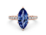 Rose gold Marquise Cut Cut Diamond Pavé Band with Four-Prong Setting