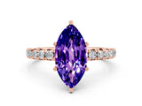 Rose gold Marquise Cut Cut Diamond Pavé Band with Four-Prong Setting