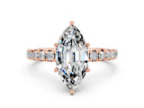 Rose gold Marquise Cut Cut Diamond Pavé Band with Four-Prong Setting