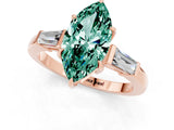 Rose gold Marquise Cut Cut Diamond Ring with Tapered Baguette Side Stones in Four-Prong Setting_1