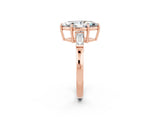 Rose gold Marquise Cut Cut Diamond Ring with Tapered Baguette Side Stones in Four-Prong Setting_2
