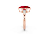 Rose gold Marquise Cut Cut Diamond Ring with Tapered Baguette Side Stones in Four-Prong Setting_2