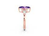Rose gold Marquise Cut Cut Diamond Ring with Tapered Baguette Side Stones in Four-Prong Setting_2