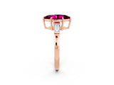 Rose gold Marquise Cut Cut Diamond Ring with Tapered Baguette Side Stones in Four-Prong Setting_2