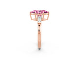 Rose gold Marquise Cut Cut Diamond Ring with Tapered Baguette Side Stones in Four-Prong Setting_2