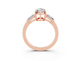 Rose gold Marquise Cut Cut Diamond Ring with Tapered Baguette Side Stones in Four-Prong Setting_3
