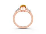 Rose gold Marquise Cut Cut Diamond Ring with Tapered Baguette Side Stones in Four-Prong Setting_3