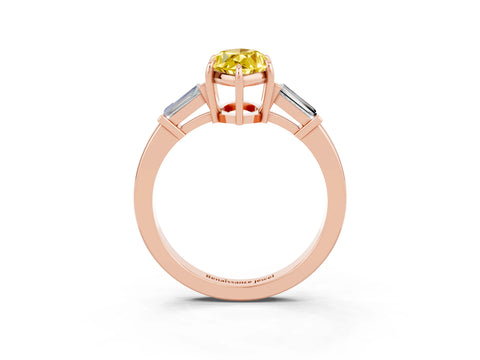 Rose gold Marquise Cut Cut Diamond Ring with Tapered Baguette Side Stones in Four-Prong Setting_3