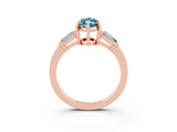 Rose gold Marquise Cut Cut Diamond Ring with Tapered Baguette Side Stones in Four-Prong Setting_3