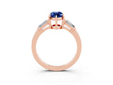 Rose gold Marquise Cut Cut Diamond Ring with Tapered Baguette Side Stones in Four-Prong Setting_3