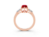 Rose gold Marquise Cut Cut Diamond Ring with Tapered Baguette Side Stones in Four-Prong Setting_3