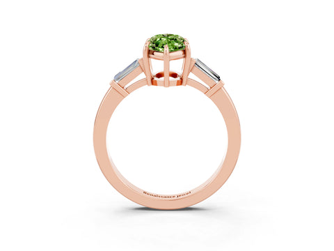 Rose gold Marquise Cut Cut Diamond Ring with Tapered Baguette Side Stones in Four-Prong Setting_3