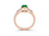 Rose gold Marquise Cut Cut Diamond Ring with Tapered Baguette Side Stones in Four-Prong Setting_3