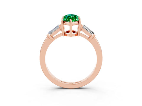 Rose gold Marquise Cut Cut Diamond Ring with Tapered Baguette Side Stones in Four-Prong Setting_3