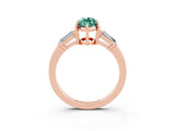Rose gold Marquise Cut Cut Diamond Ring with Tapered Baguette Side Stones in Four-Prong Setting_3