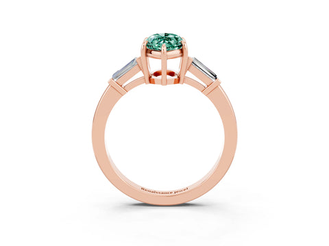 Rose gold Marquise Cut Cut Diamond Ring with Tapered Baguette Side Stones in Four-Prong Setting_3