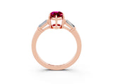 Rose gold Marquise Cut Cut Diamond Ring with Tapered Baguette Side Stones in Four-Prong Setting_3