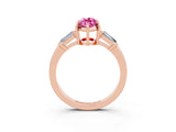 Rose gold Marquise Cut Cut Diamond Ring with Tapered Baguette Side Stones in Four-Prong Setting_3