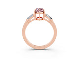 Rose gold Marquise Cut Cut Diamond Ring with Tapered Baguette Side Stones in Four-Prong Setting_3