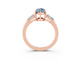 Rose gold Marquise Cut Cut Diamond Ring with Tapered Baguette Side Stones in Four-Prong Setting_3