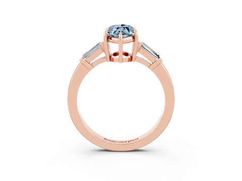 Rose gold Marquise Cut Cut Diamond Ring with Tapered Baguette Side Stones in Four-Prong Setting_3