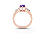 Rose gold Marquise Cut Cut Diamond Ring with Tapered Baguette Side Stones in Four-Prong Setting_3