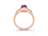 Rose gold Marquise Cut Cut Diamond Ring with Tapered Baguette Side Stones in Four-Prong Setting_3