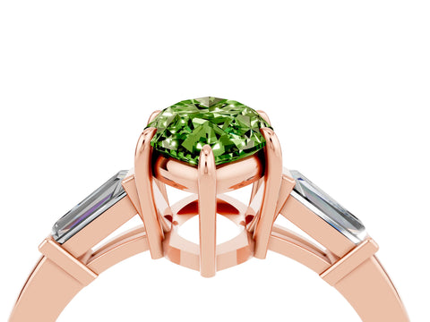 Rose gold Marquise Cut Cut Diamond Ring with Tapered Baguette Side Stones in Four-Prong Setting_4