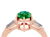 Rose gold Marquise Cut Cut Diamond Ring with Tapered Baguette Side Stones in Four-Prong Setting_4