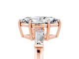 Rose gold Marquise Cut Cut Diamond Ring with Tapered Baguette Side Stones in Four-Prong Setting_5